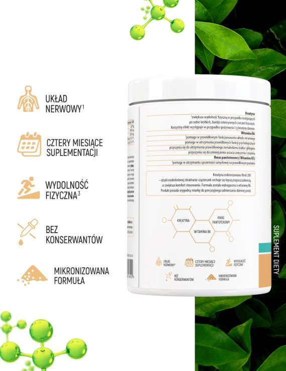 Kreatyna Premium Smak Zielone Jabłko - 500g