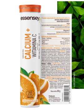 Wapń + Witamina C w 20 tabletkach musujących