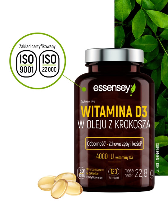 Witamina D3 w oleju z krokosza w 120 kapsułkach