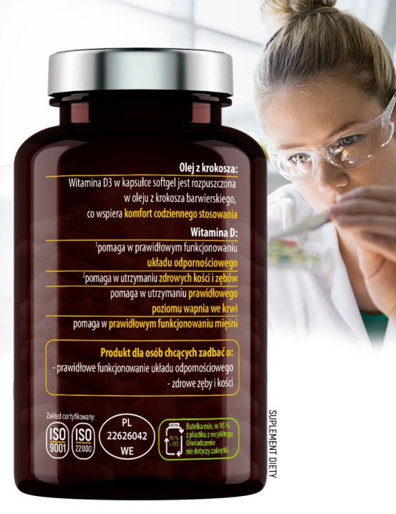 Witamina D3 w oleju z krokosza w 120 kapsułkach