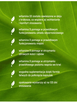 Witamina D3 w oleju z krokosza w 120 kapsułkach