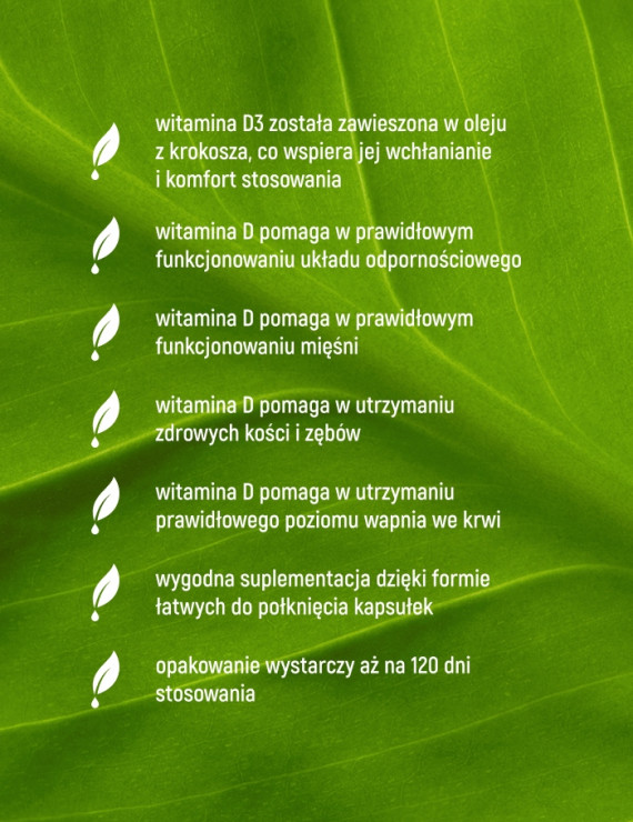 Witamina D3 w oleju z krokosza w 120 kapsułkach