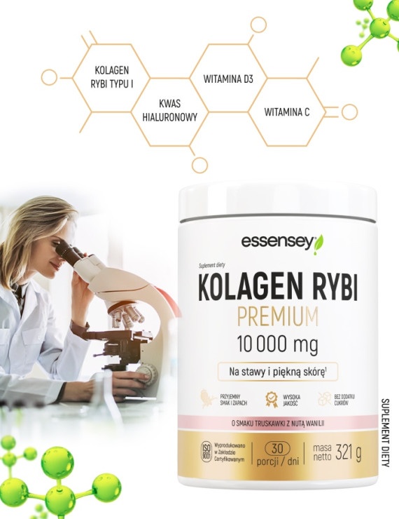Kolagen Rybi Premium Smak Truskawka z Nutą Wanilii 10000 mg - 321g