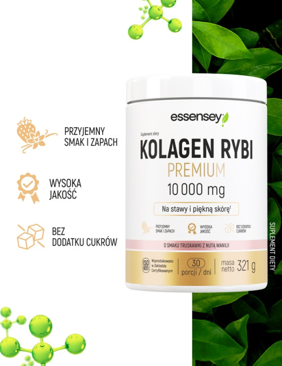 Kolagen Rybi Premium Smak Truskawka z Nutą Wanilii 10000 mg - 321g