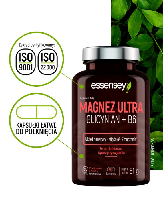 Magnez Ultra Glicynian + B6 w 90 kapsułkach