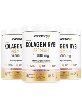 Zestaw Kolagen Rybi Premium Smak Truskawka z Nutą Wanilii 10000 mg w trzech opakowaniach
