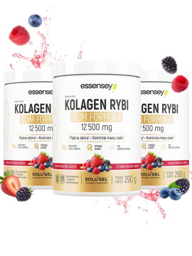 Zestaw Kolagen Rybi Slim Formula Smak Owoce Leśne 12500 mg w trzech opakowaniach