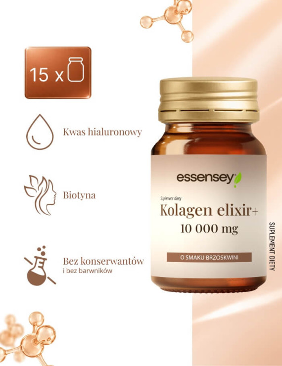 Zestaw 15x30 ml Kolagen Elixir+ dla skóry, włosów i stawów - brzoskwiniowy