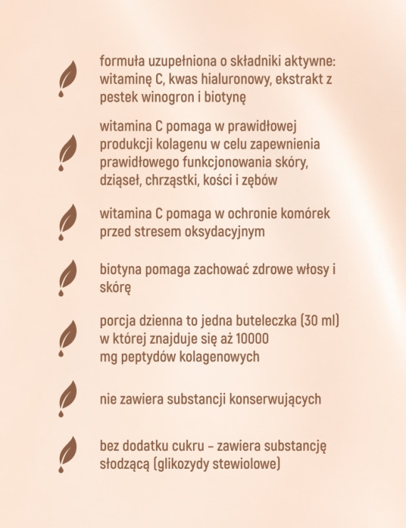 Zestaw 15x30 ml Kolagen Elixir+ dla skóry, włosów i stawów - brzoskwiniowy