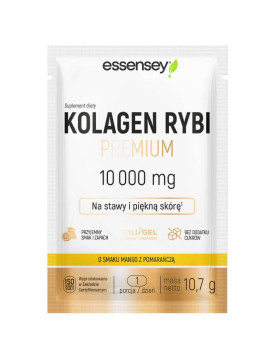 Zestaw 10x10,7 g Kolagen Rybi Premium Hydrolizowany Smak Mango-pomarańcza 10000 mg