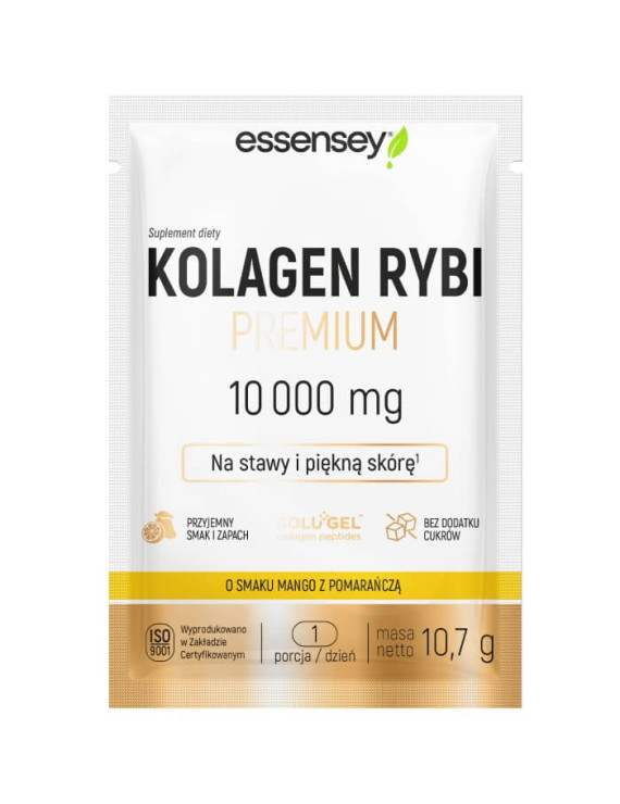 Zestaw 10x10,7 g Kolagen Rybi Premium Hydrolizowany Smak Mango-pomarańcza 10000 mg