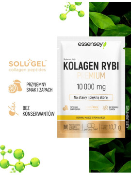 Zestaw 10x10,7 g Kolagen Rybi Premium Hydrolizowany Smak Mango-pomarańcza 10000 mg