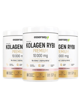 Zestaw Kolagen Rybi Premium Hydrolizowany Smak Truskawka z Nutą Wanilii 10000 mg w trzech opakowaniach