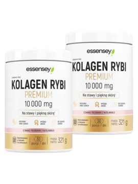 Zestaw kolagen rybi premium hydrolizowany smak truskawka z nutą wanilii 10000 mg w dwóch opakowaniach