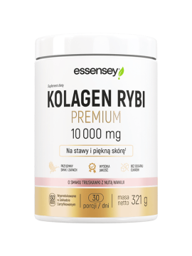Kolagen rybi premium hydrolizowany smak truskawka z nutą wanilii 10000 mg - 321g
