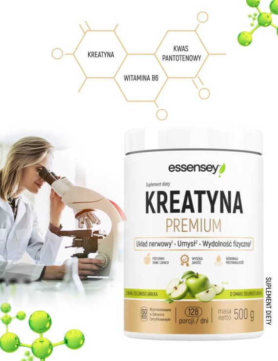 Kreatyna premium smak zielone jabłko - 500g