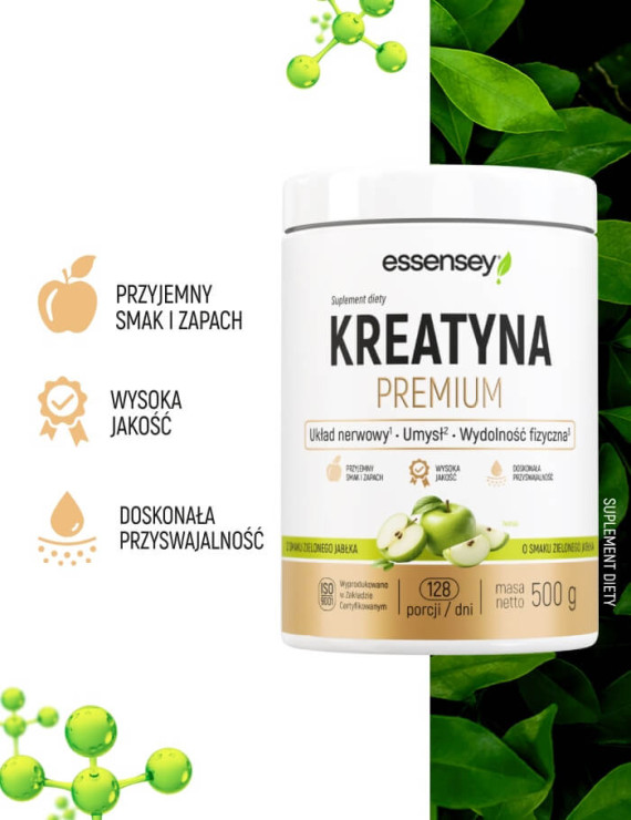 Kreatyna premium smak zielone jabłko - 500g