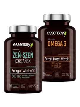 Żeń-szeń koreański i Omega 3 | Essensey | Witalność Energia Mózg Serce