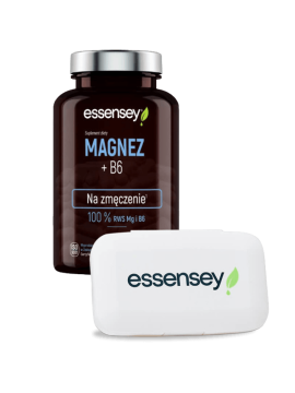 Magnez z witaminą B6 w 90 kapsułkach + Pillbox | Essensey | Zmęczenie