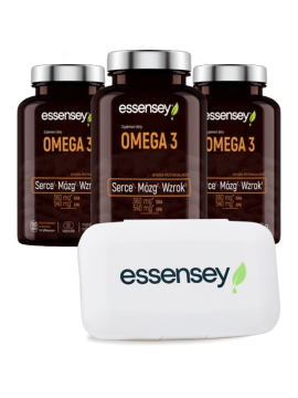 Omega 3 w trzech opakowaniach + Pillbox | Essensey | Serce mózg