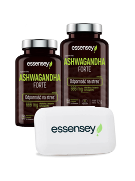 Ashwagandha Forte w 2 opakowaniach + Pillbox | Essensey | Stres