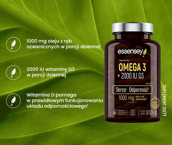 Omega 3 + 2000 IU D3 w dwóch opakowaniach