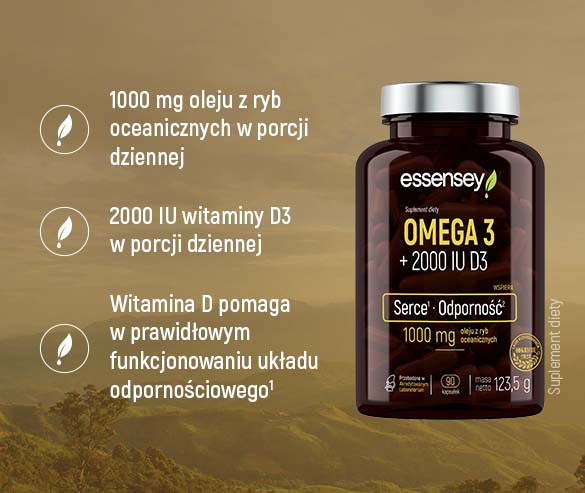 Zestaw Omega 3 + 2000 IU D3 w trzech opakowaniach + Pillbox