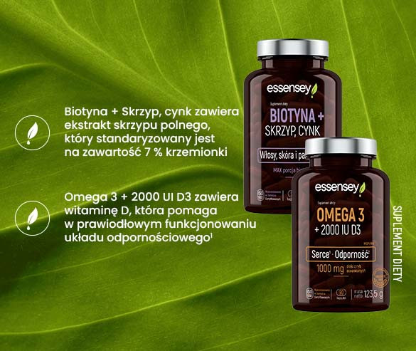 Biotyna + Skrzyp, Cynk z Omegą 3 + 2000 IU D3