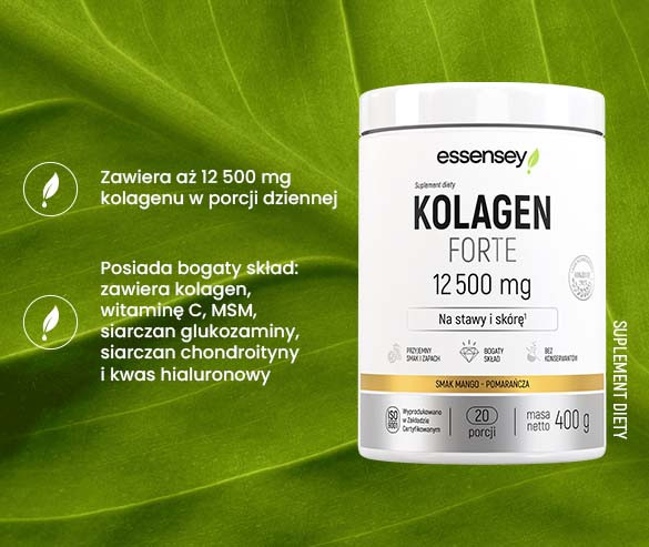 Kolagen Forte 12500 mg Smak Mango-pomarańcza - 400g